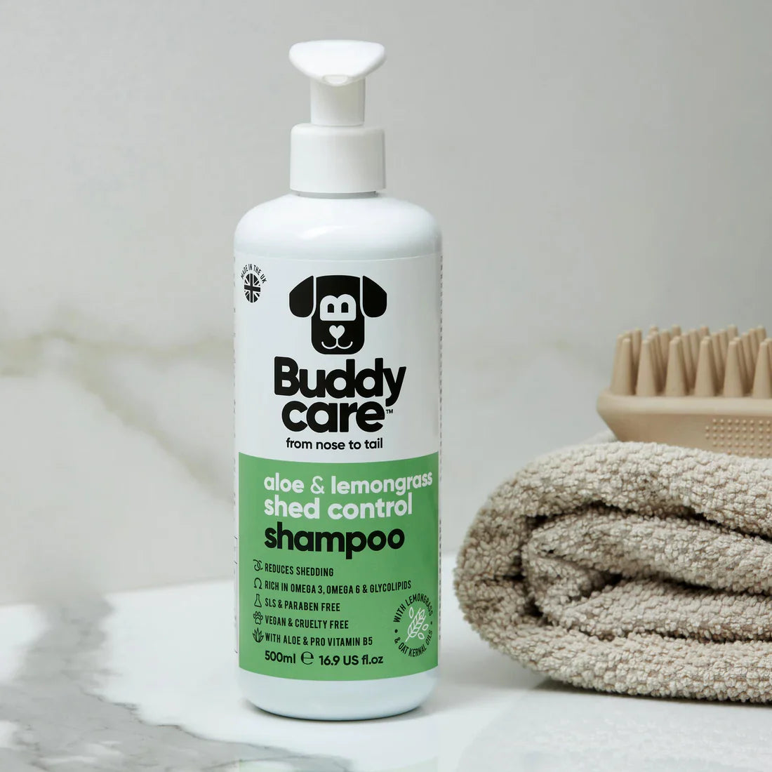 Buddy Care Shed Control Aloe & Lemongrass Dog Shampoo 500ml
