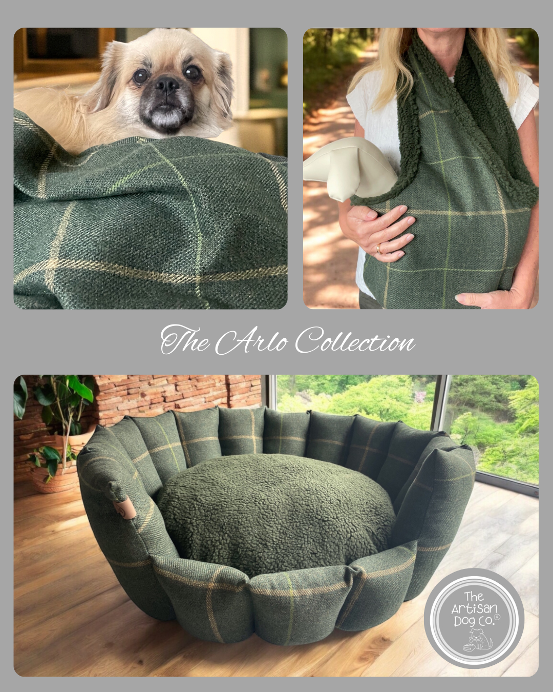 The Arlo Collection Dog/Pet Blanket - Forest Green Check