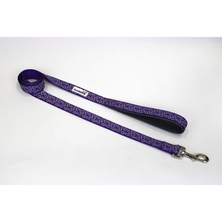 DOODLEBONE Dog Lead - VIOLET LEOPARD REFLECTIVE