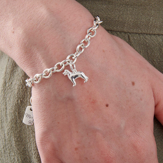 Golden Retriever Silver Dog Charm Bracelet