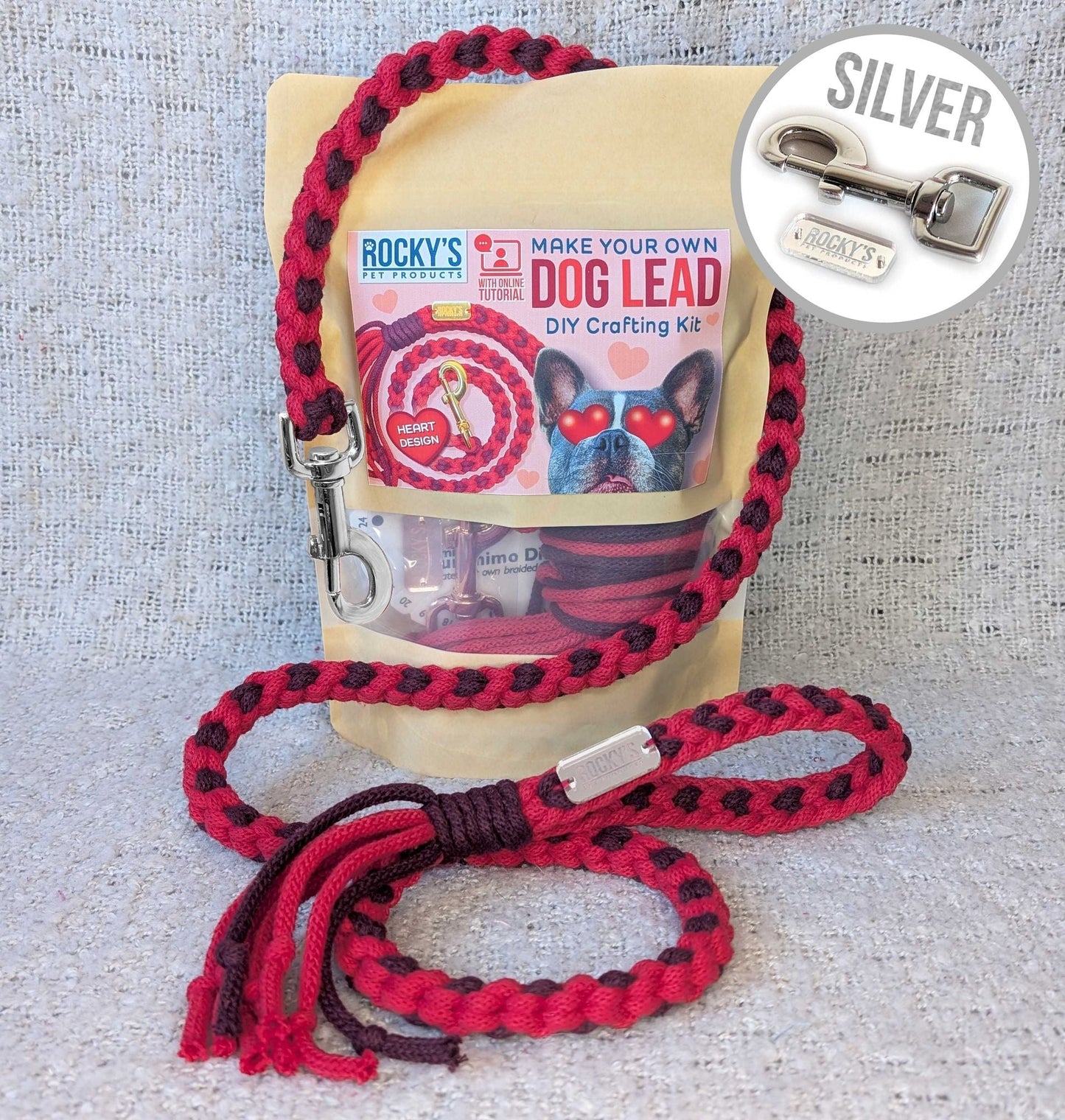 Make Your Own Dog Lead Craft Kit - Valentine's Day Heart Pattern