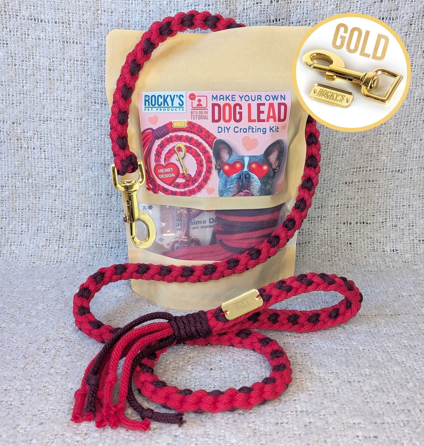Make Your Own Dog Lead Craft Kit - Valentine's Day Heart Pattern