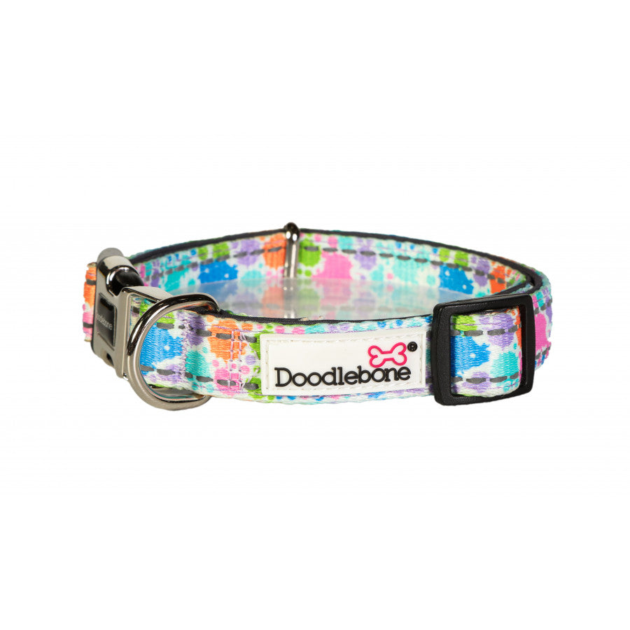 DOODLEBONE Padded Dog Collar - PASTEL PAINT SPLAT