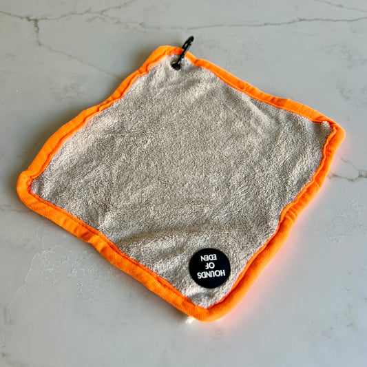 Mini Dog Towel + Clip, Beige & Orange