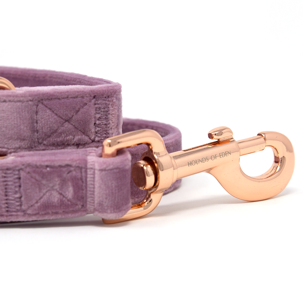 Lilac Dreams - Lilac Velvet Dog Harness with Rose Gold Metal Hardware