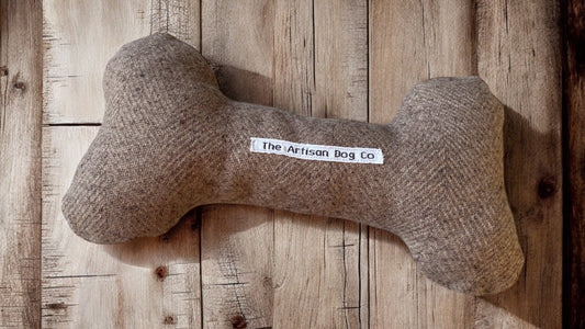 Handcrafted Toy Squeaky Dog Bone - choice of fabrics