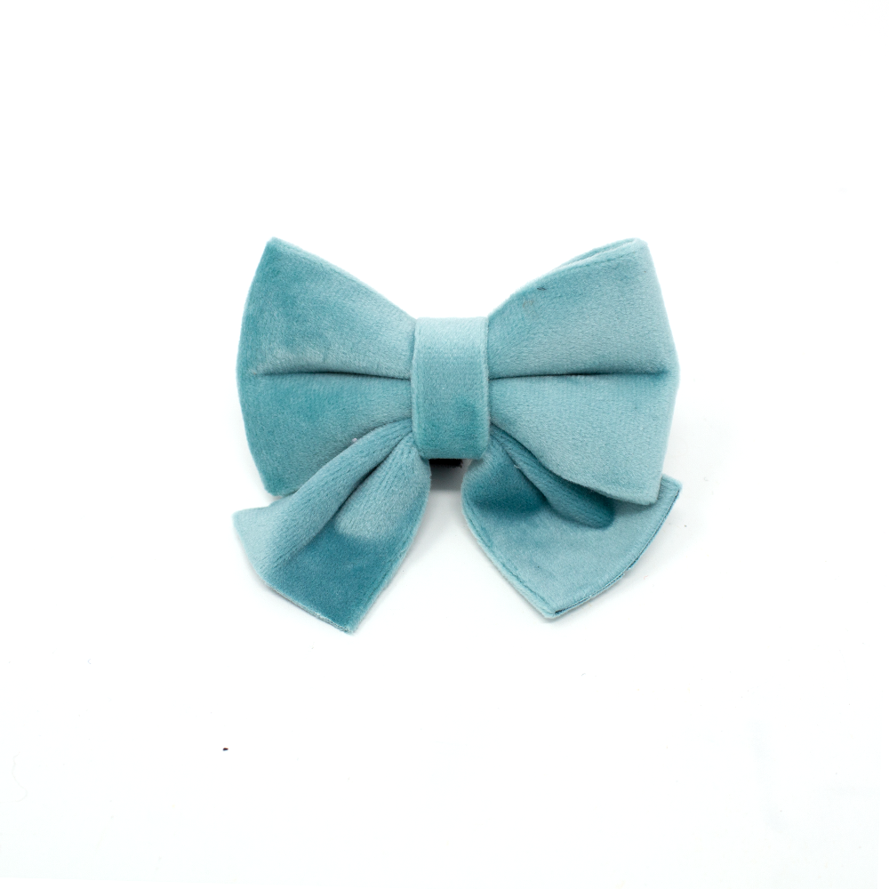 Tiffany's - Light Teal Velvet Dog Harness with Silver Metal Hardware