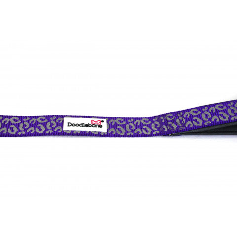 DOODLEBONE Dog Lead - VIOLET LEOPARD REFLECTIVE