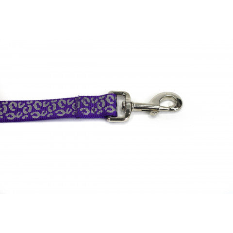 DOODLEBONE Dog Lead - VIOLET LEOPARD REFLECTIVE
