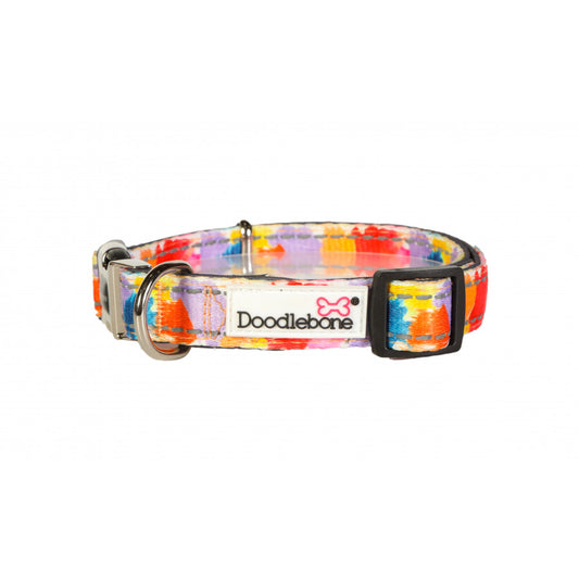 DOODLEBONE Padded Dog Collar - WATERCOLOUR