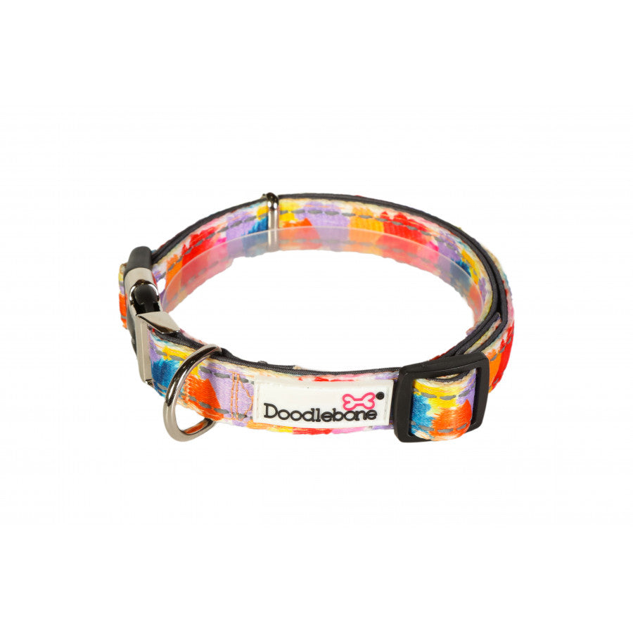 DOODLEBONE Padded Dog Collar - WATERCOLOUR