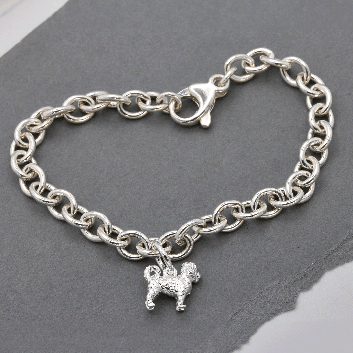 Cavapoo Silver Dog Charm