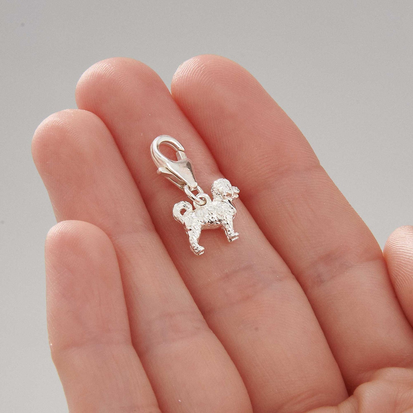 Cavapoo Silver Dog Charm
