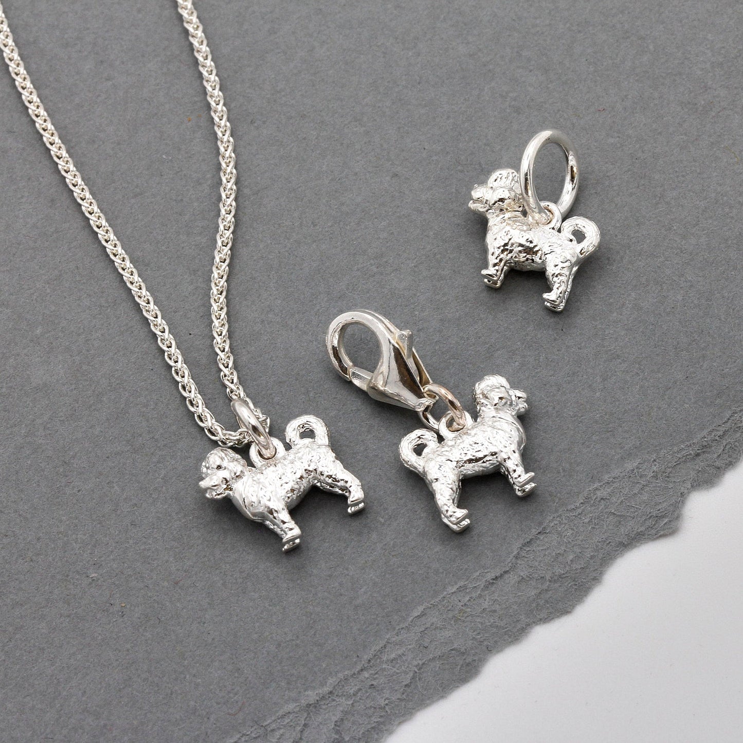 Cavapoo Silver Dog Charm
