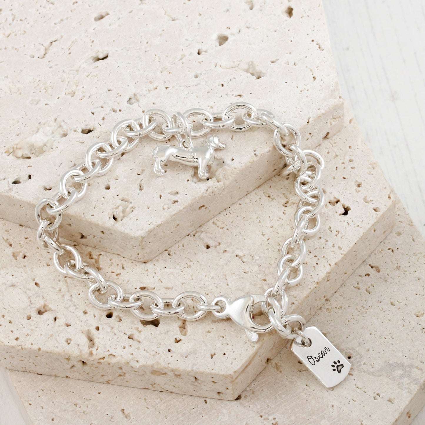 Dachshund Silver Dog Charm Bracelet