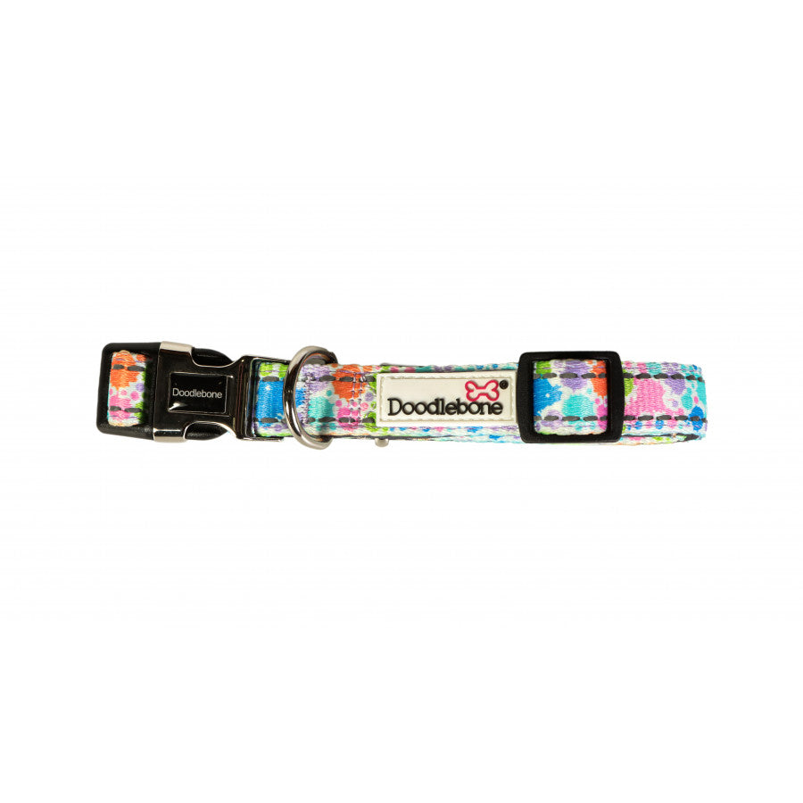 DOODLEBONE Padded Dog Collar - PASTEL PAINT SPLAT